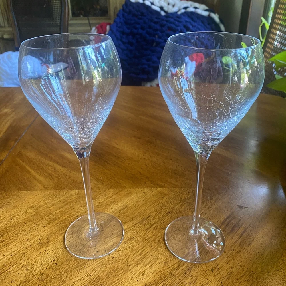 Pier 1 Crackle Reflections 9 3/4”Goblet Set